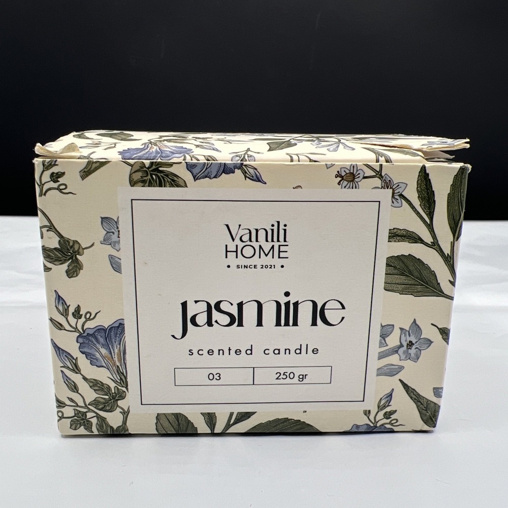 Vanili HOME Jasmine Aromatherapy Scented Candle 250gr Natural Soy Wax New